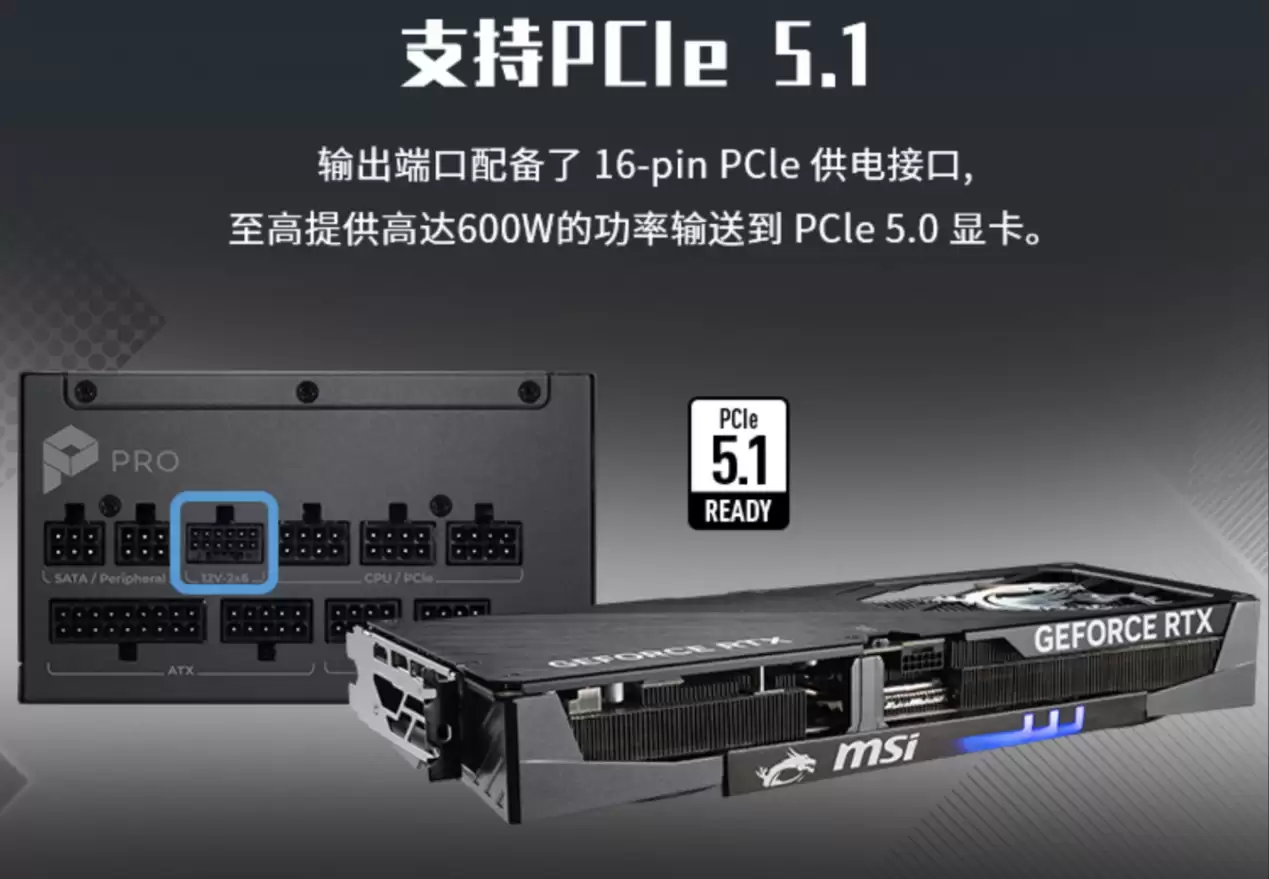 微星PRO A1000PL PCIE5电源上市：ATX3.1+PCIe5.1双认证，首发699元