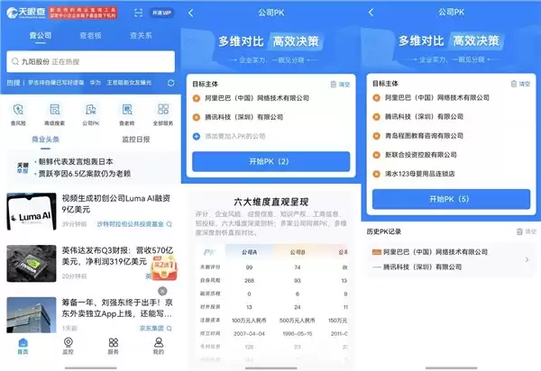 鸿蒙版天眼查首发上线“公司PK”功能，告别繁琐对比，决策效率倍增