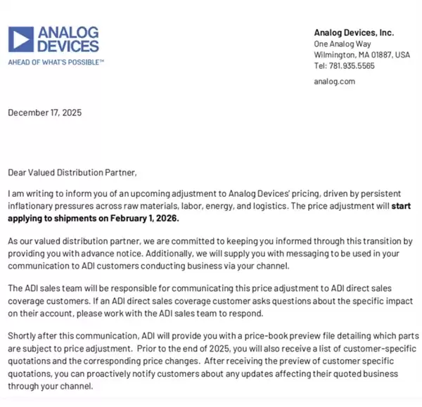 最高30%!模拟芯片大厂ADI宣布涨价