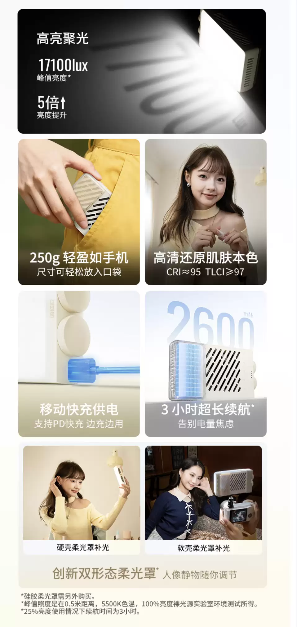 智耘推出 M40 SE 口袋摄影灯:250 克重量、冷暧双色温,299 元