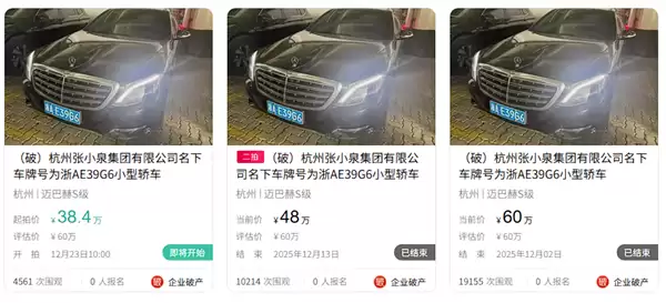流拍两次 张小泉集团名下迈巴赫S400将被拍卖：降价至38万元
