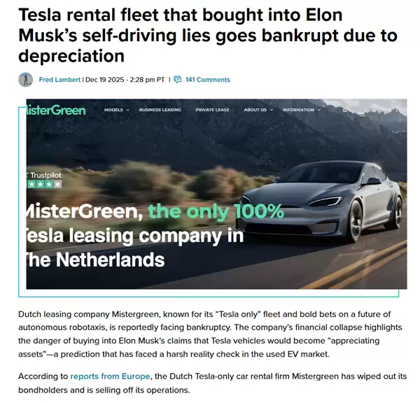 新车大降价、自动驾驶网约车一直跳票!租车行买特斯拉建车队 亏惨了