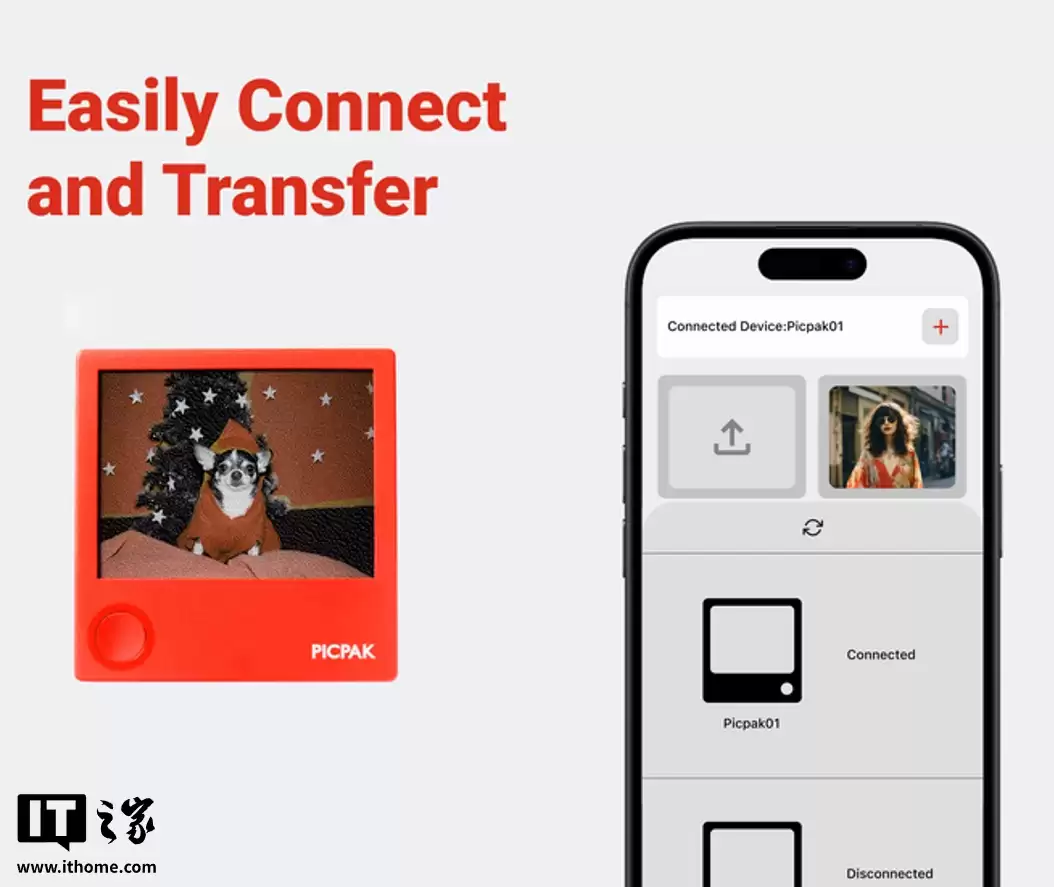 PicPak 掌上墨水屏相框现身：彩色 E-ink 屏幕，400 天续航