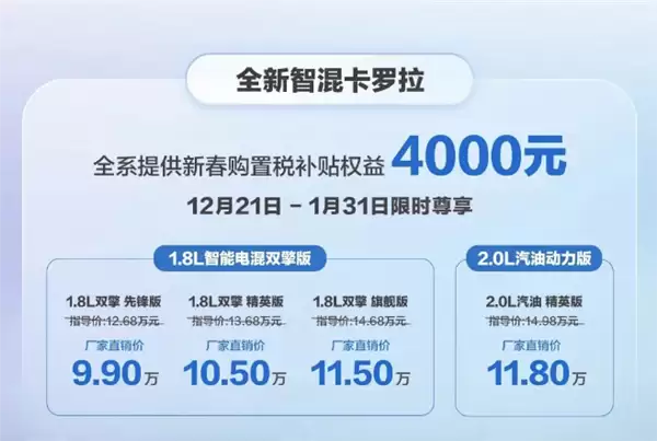五年前想都不敢想！全新智混丰田卡罗拉上市：直售价9.9万起