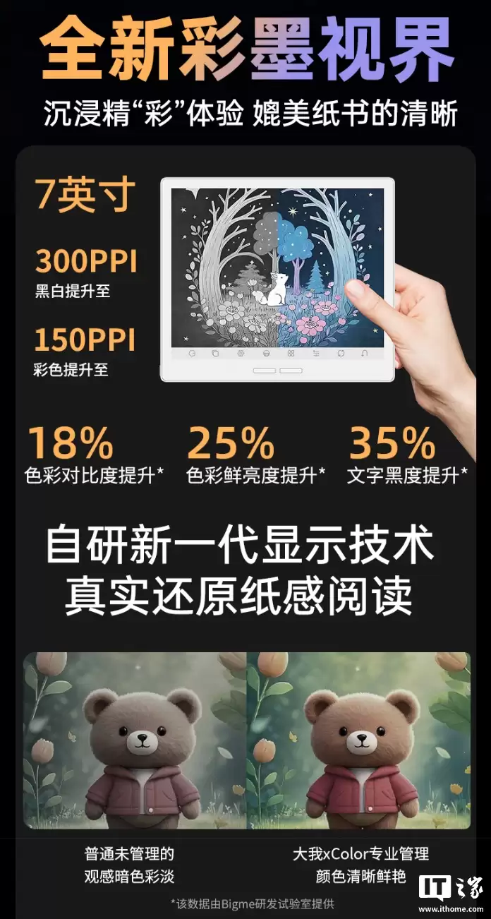 BIGME 大我推出 7 英寸彩色水墨屏电纸书 B751CS：7mm 厚度、220g 重量，1739 元