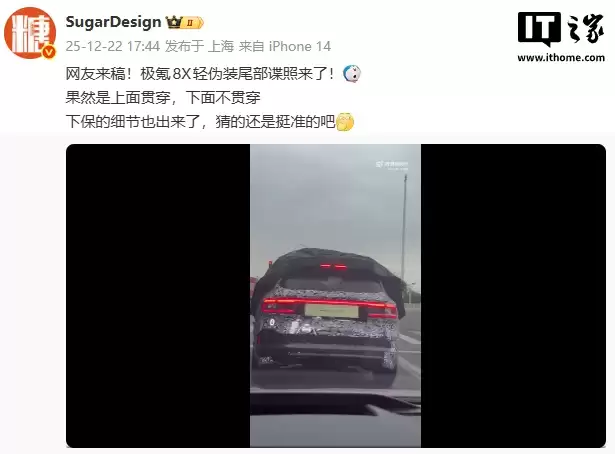 极氪 8X 车型最新谍照曝光，展示尾灯造型