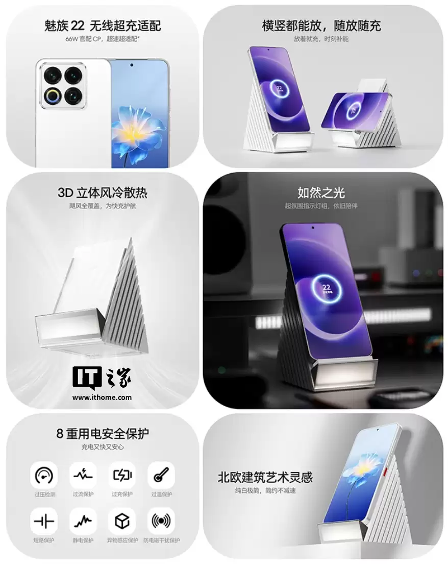 魅族 PANDAER 66W 光之风冷无线充电器上架：3D 立体风冷散热、横竖自由放置，347 元