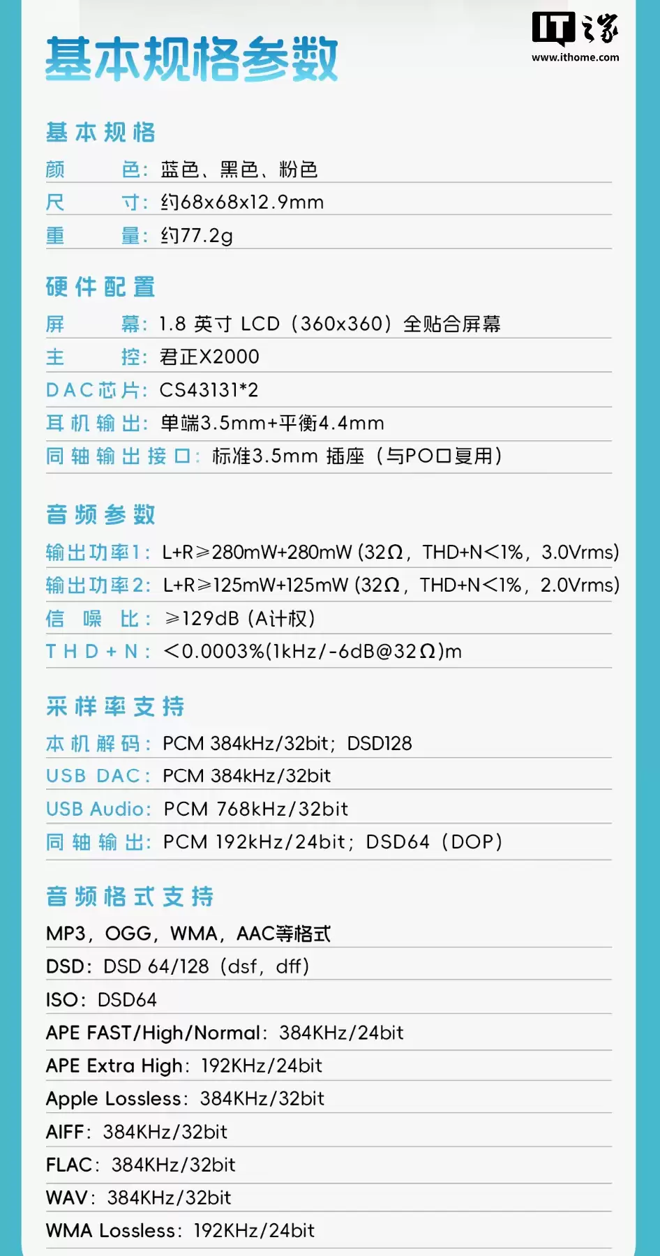 飞傲雪漫天DISC便携播放器上架：仿CD机外观、3.5mm+4.4mm耳机接口，499元