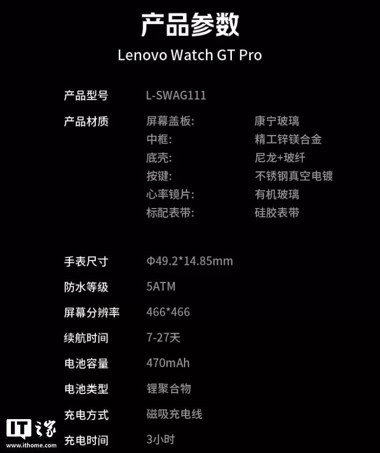 联想 Lenovo Watch GT Pro 手表首发：双频 GPS 定位系统、最长 27 天续航，899 元
