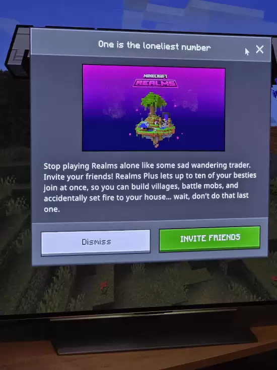 我的世界基岩版Realms提示语被批贬低单人玩家引热议