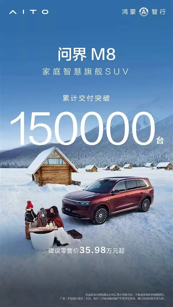 40万级现象级SUV 问界M8累计交付超1.5万台：用时仅253天