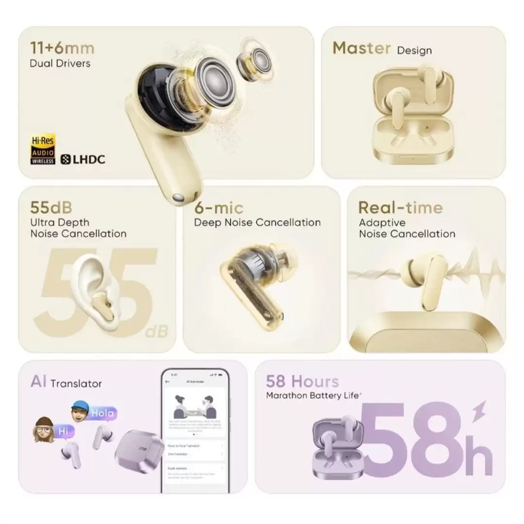 realme 真我 Buds Air8 宣传图曝光：55dB 深度降噪 + 双动圈单元