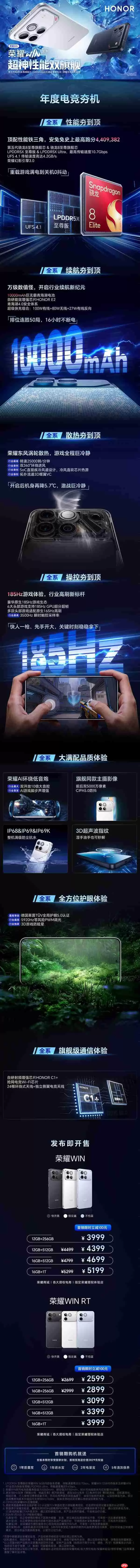 2599元起 一图读懂荣耀WIN系列:全球首款10000mAh旗舰 淘汰充电宝