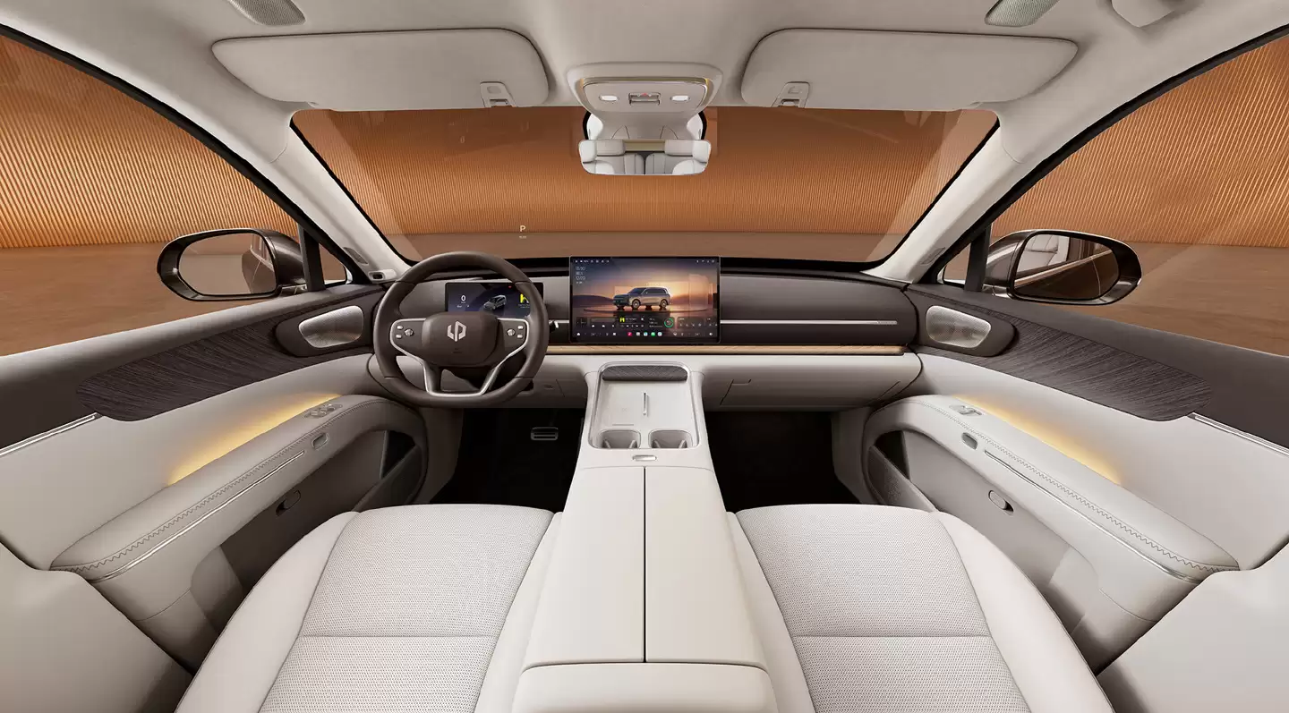 零跑 D19 车型更多内饰细节公布：半苯胺头层真皮、25m² 软包等