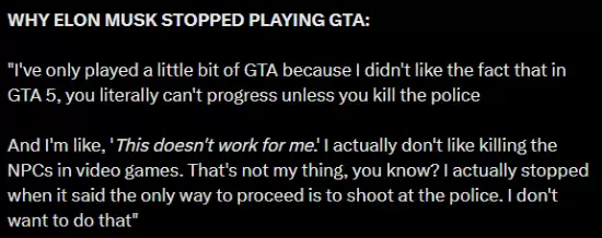 马斯克拒玩《GTA6》!奇葩理由把网友气笑了