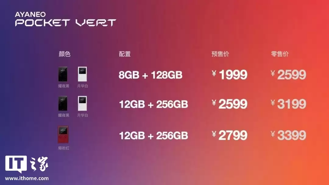 AYANEO Pocket VERT 竖版复古掌机发布：第一代骁龙 8+ 移动平台、3.5 英寸 LCD 屏，1999 元起