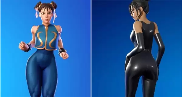 《堡垒之夜》性感翘臀皮肤对比：天然身材VS整形