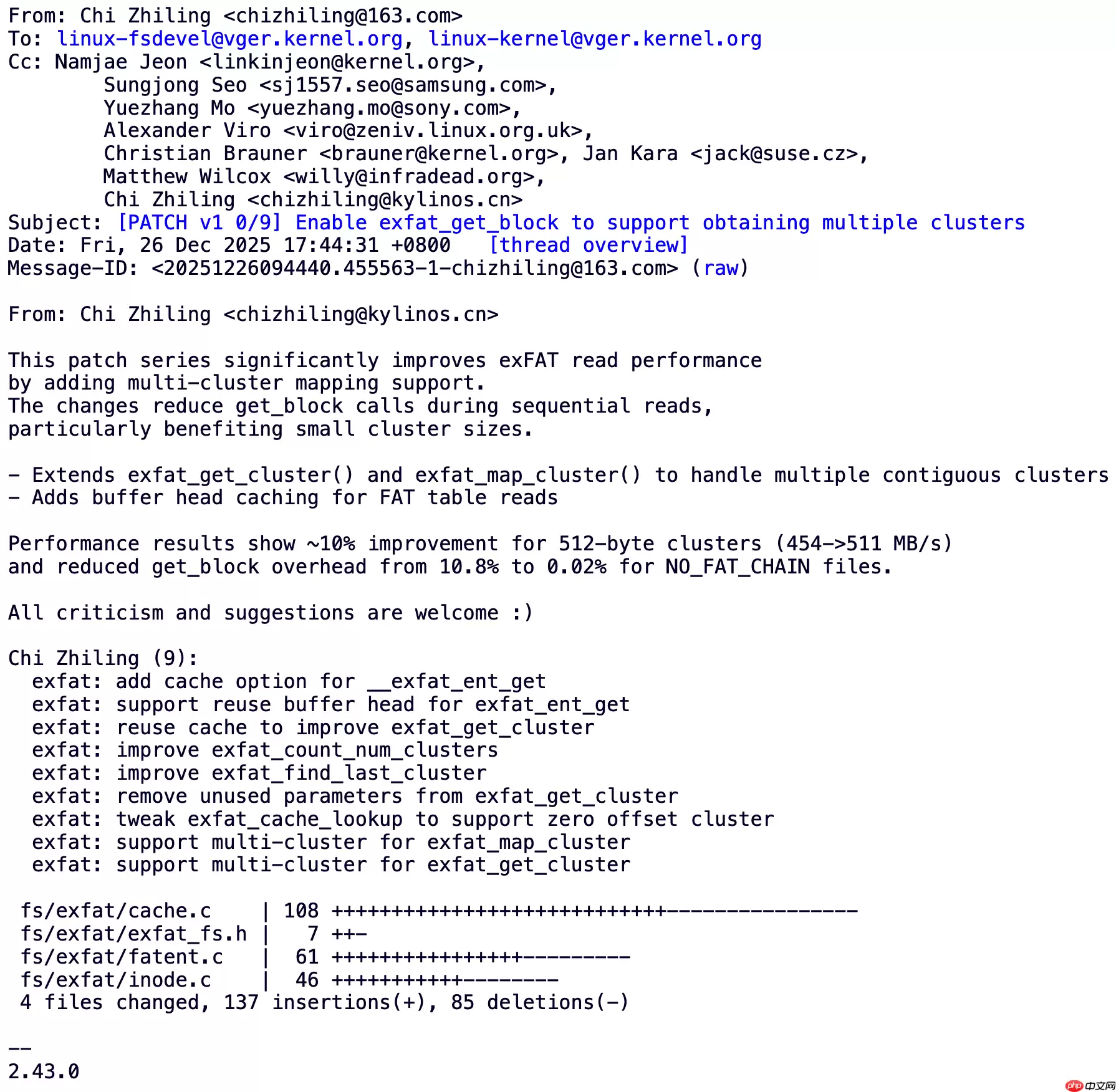 Linux内核将引入多簇映射机制，显著优化exFAT文件系统的顺序读取速度与性能