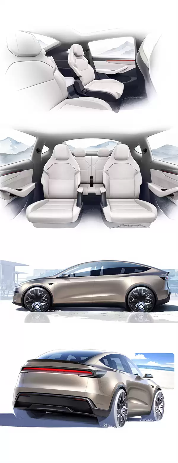 特斯拉官宣“彩蛋”:公开新款Model Y高性能版设计手稿