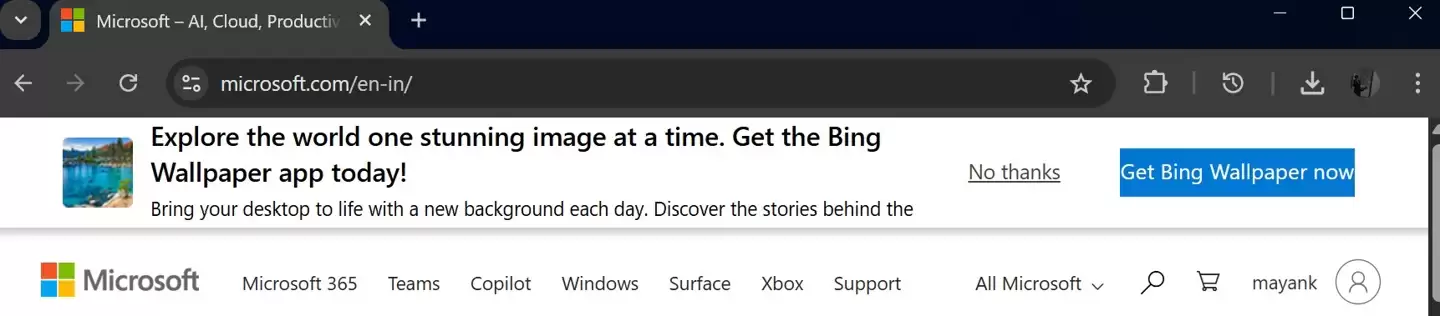 Win11 用户反馈微软 Bing 壁纸应用“小动作”，点下桌面自动跳转必应网站