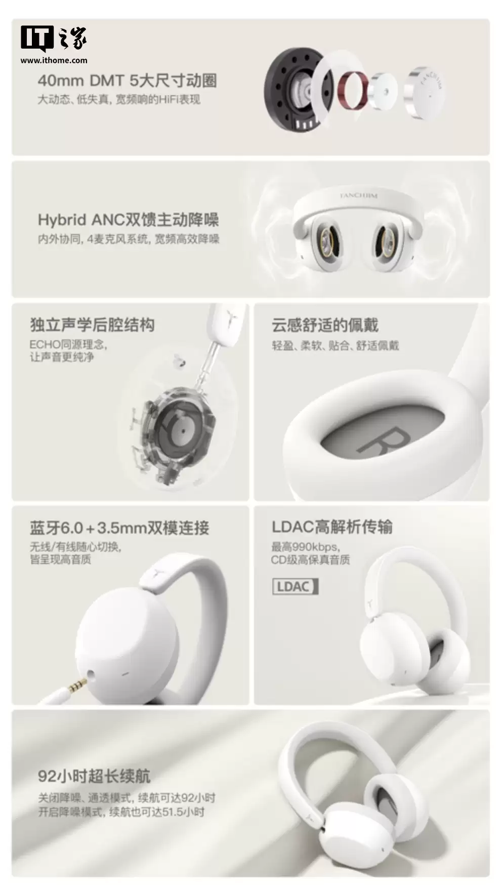 天使吉米 RITA 主动降噪 Hi-Fi 头戴式耳机首销:40mm 单元、独立声学后腔,399 元