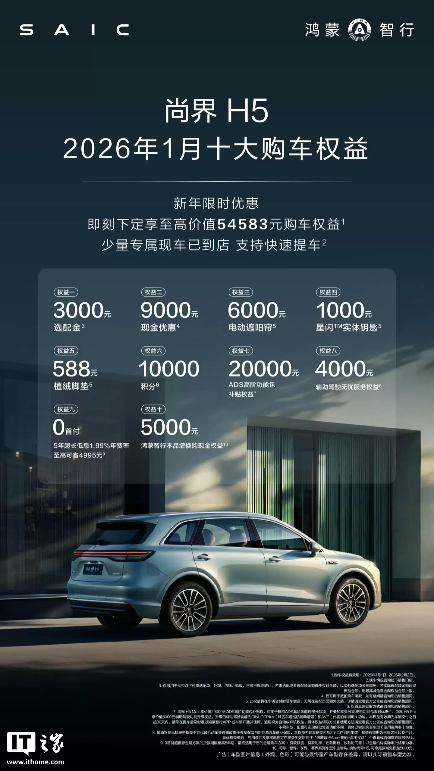 鸿蒙智行问界H5新年十大购车权益公布，含星闪实体车钥匙、9000元现金优惠等