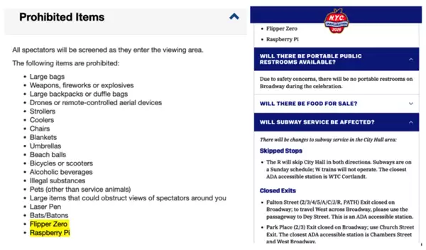 什么情况：纽约市长就职典礼竟禁止携带树莓派！和枪支等并列