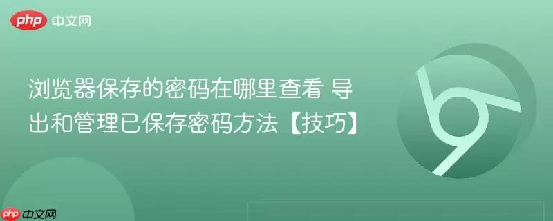 浏览器保存的密码在哪里查看 导出和管理已保存密码方法【技巧】