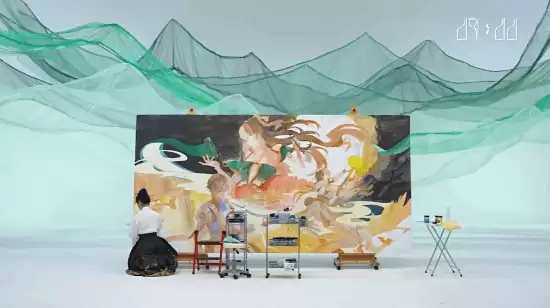 画师@Shi咪生日挑战三天绘130平鸣潮墙绘