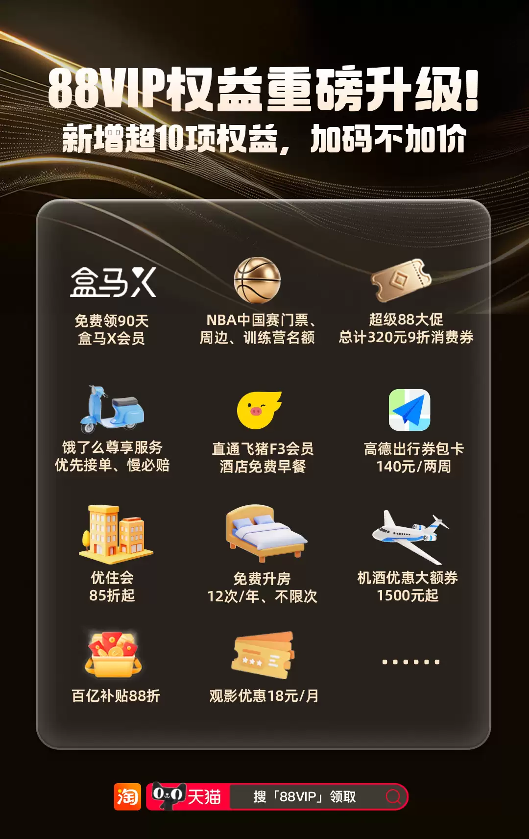 部分账号开放购买:淘宝 88VIP 年卡 88 元开售,含消费券、盒马、视听、闪购外卖会员