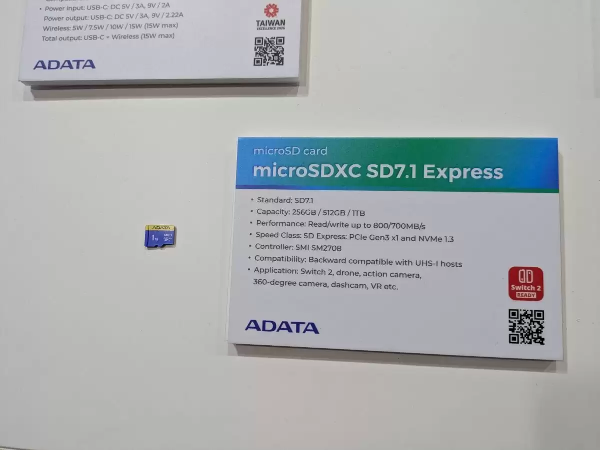 威刚展示 SD 8.0 标准 SDXC 存储卡:顺序读取 1.6 GB/s、写入 1.2 GB/s