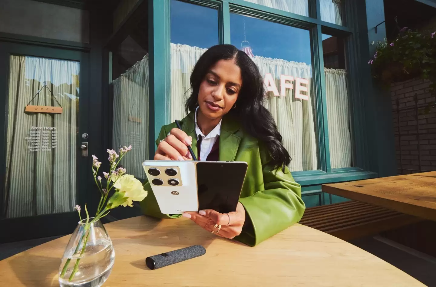 摩托罗拉首款大折叠手机Razr Fold渲染图曝光，支持手写笔