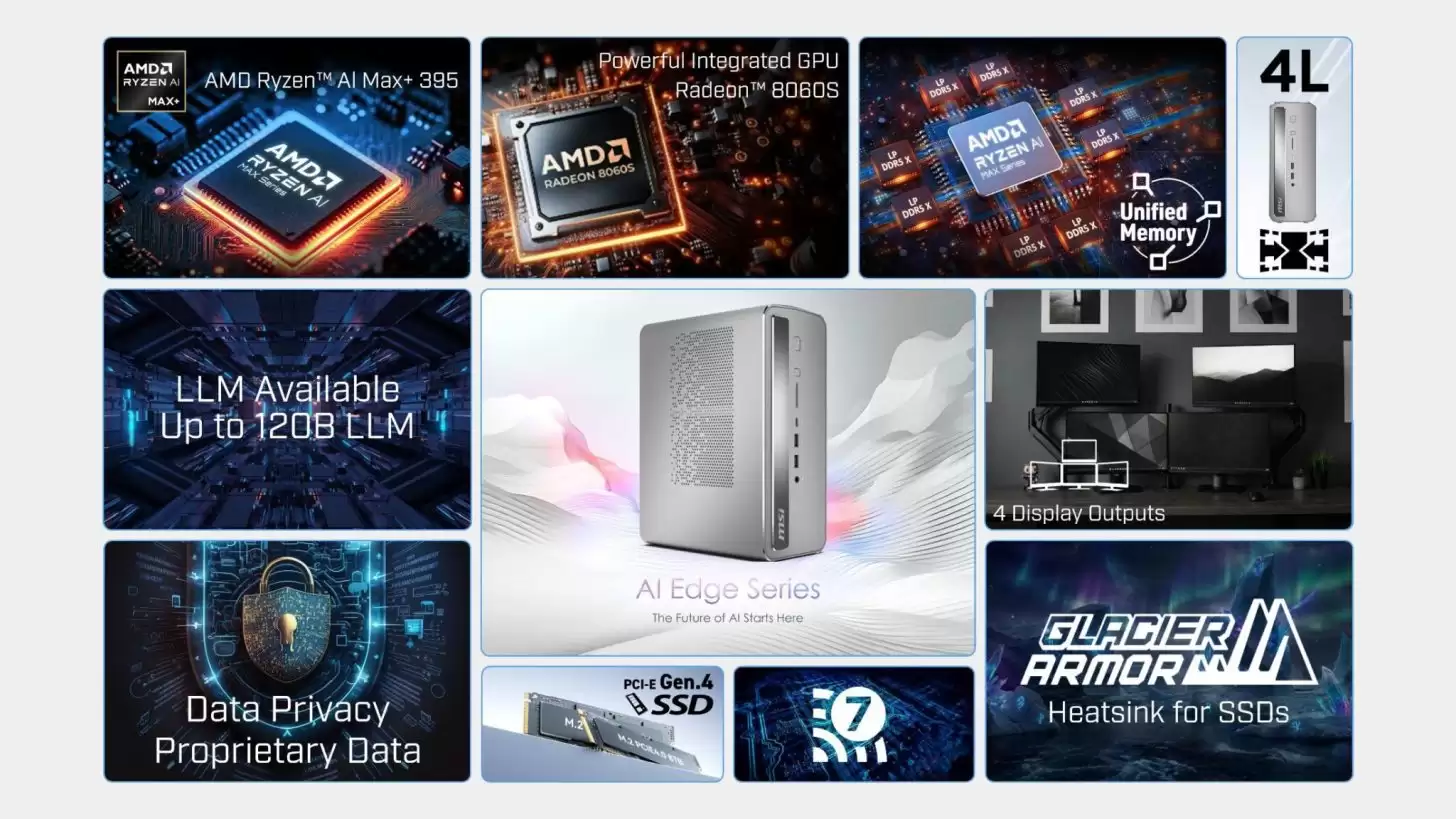 微星推 4 升 AI Edge 迷你主机：AMD Ryzen AI Max+ 395 处理器、128GB 统一内存，126 TOPS 算力