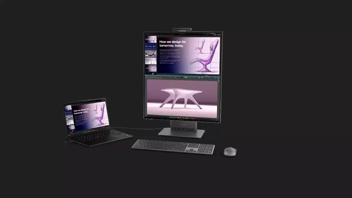 联想展示 ThinkCentre X 一体机：27.6 英寸 16:18 屏幕，近乎方形