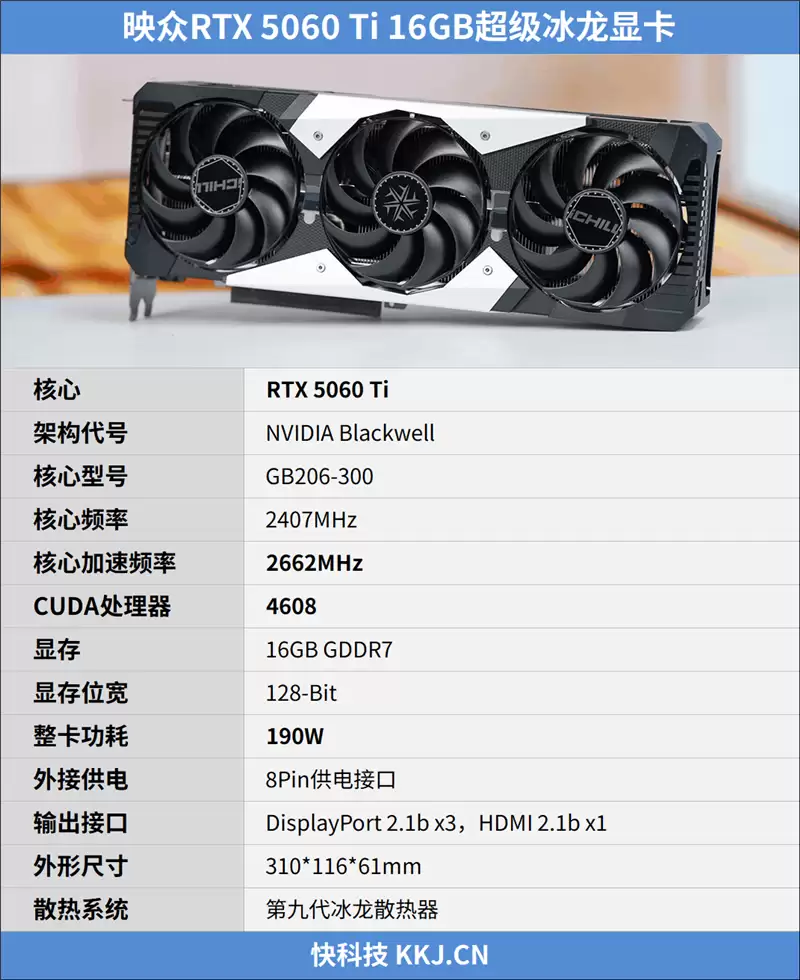 映众RTX 5060 Ti 16GB超级冰龙显卡评测:解锁190W功率 RTX 5060 Ti的最强形态