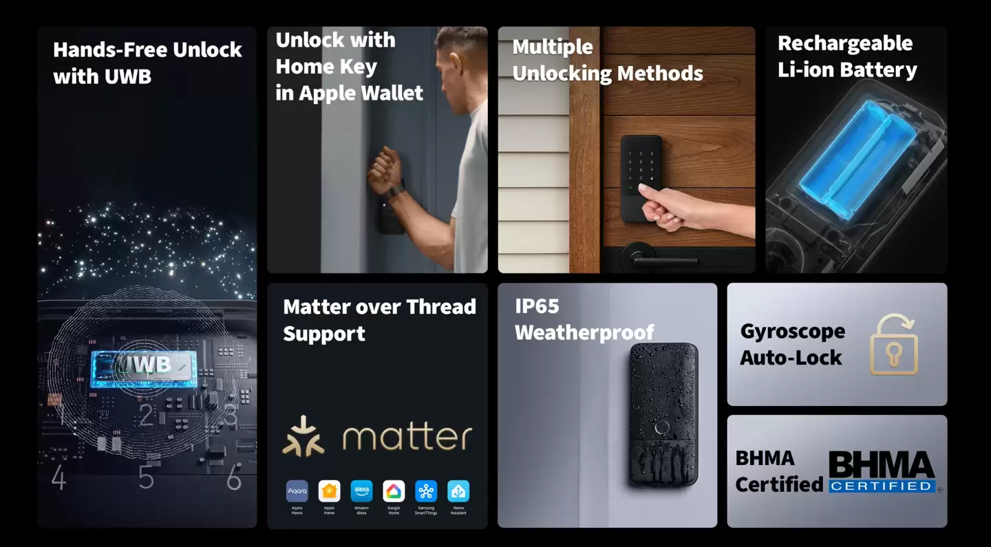 Aqara 绿米推出 U400 智能锁:自带 UWB 超宽带,可实现无感解锁