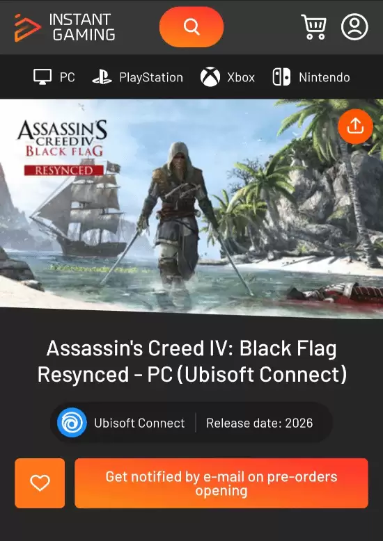 刺客信条4:黑旗重制版或将于2026年推出