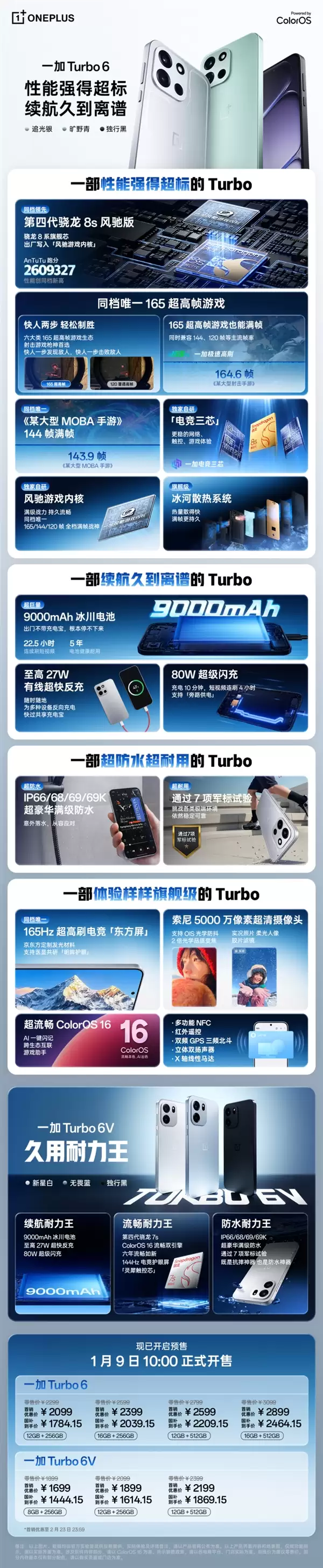 2099元起 一图了解一加Turbo 6：9000mAh电池+续航离谱