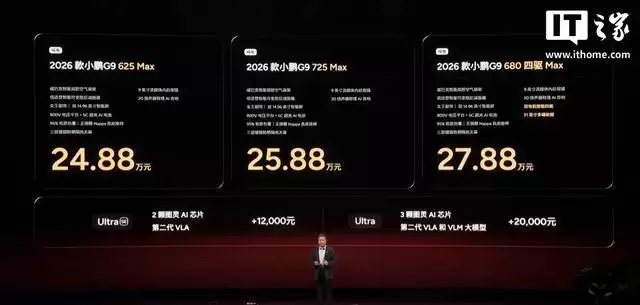 2026款小鹏G9纯电SUV发布：标配图灵AI芯片，24.88万元起
