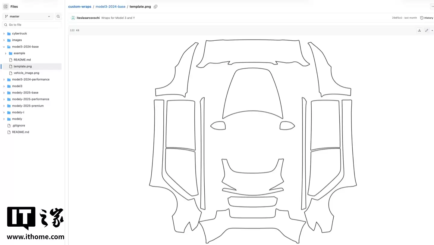 特斯拉官方上线 Model S/3/X/Y 全系车型车衣模板，助力车主打造“痛车”