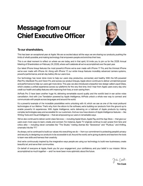 拿到7430万美元年薪！库克发布致苹果股东感谢信：对未来从未如此乐观
