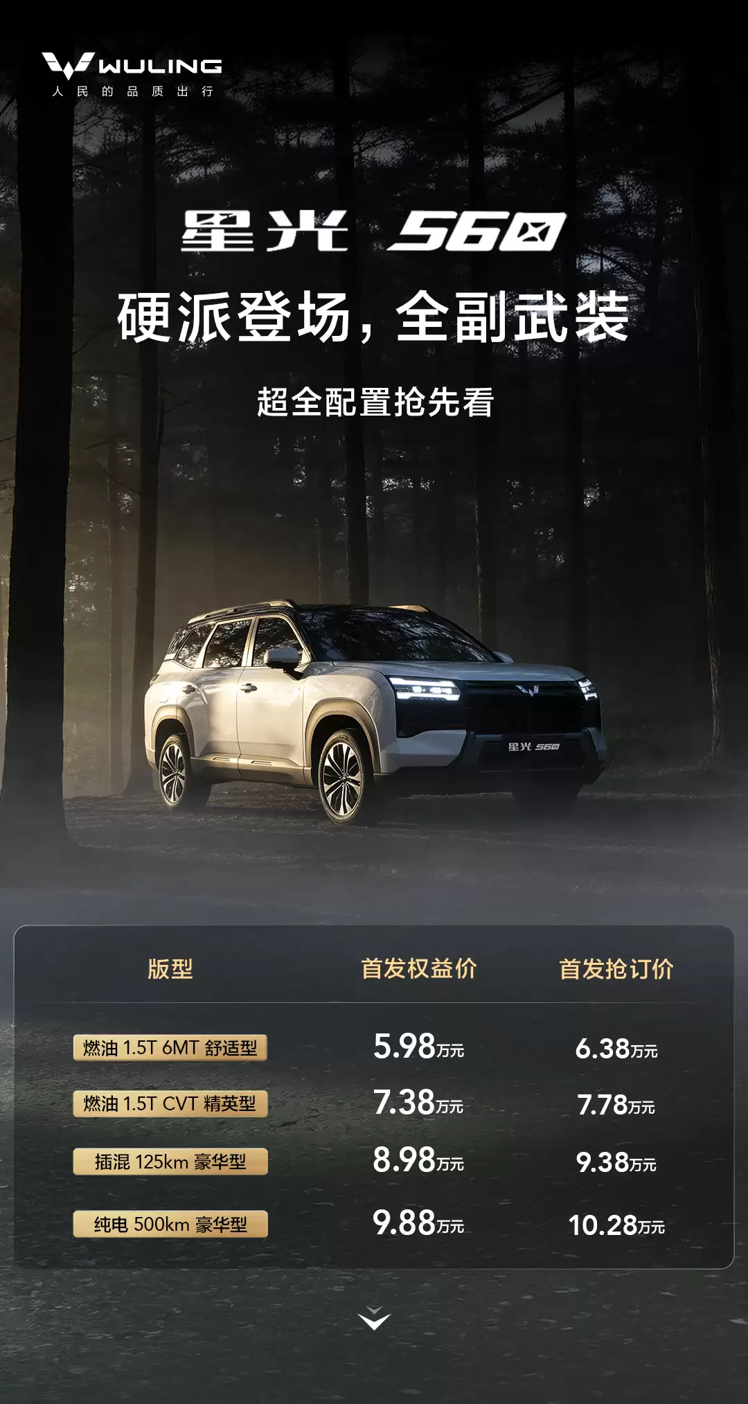 五菱星光560新车配置揭晓：手动挡、纯电版全都有，标配前后双独立悬挂