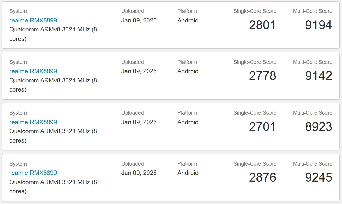 realme 真我 Neo8 手机跑分曝光：高通第五代骁龙 8 芯片、16GB 内存