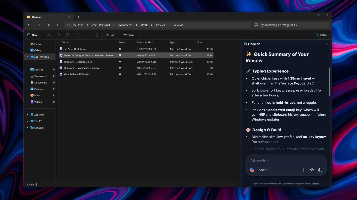 微软 Win11 文件管理器将原生整合 Copilot AI 聊天