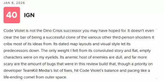 Code Violet媒体均分40分玩家差评，PS5独占恐怖游戏遇冷