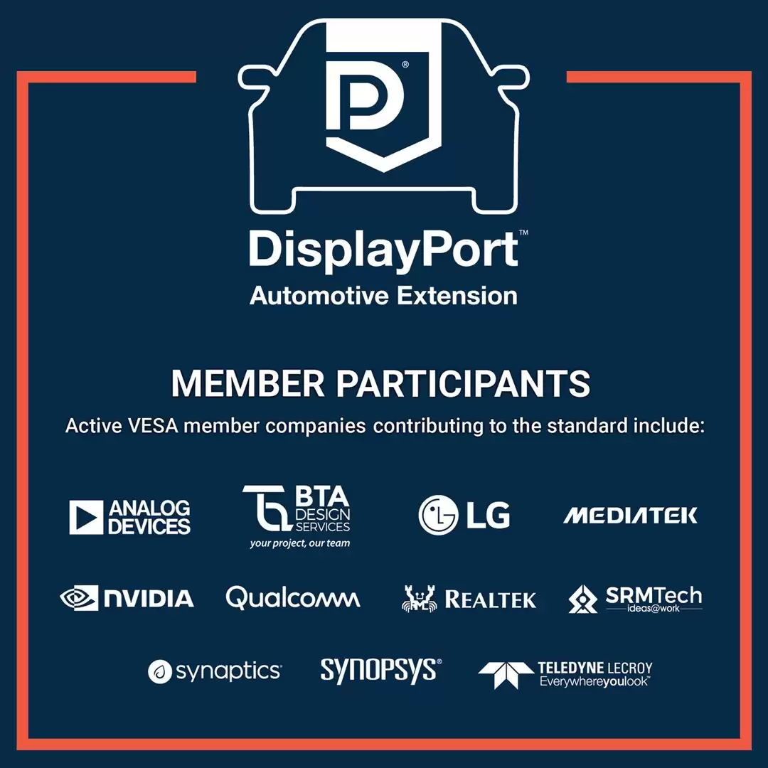 VESA 发布 DisplayPort 汽车扩展规范 1.1 版本更新，新增软件仿真器