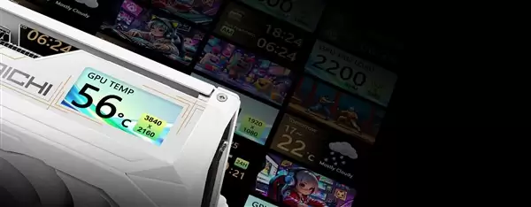 华擎发布RX 9070 XT太极白色版：自带屏幕、16针供电接口