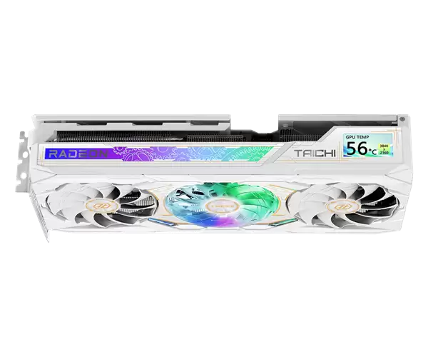 华擎发布RX 9070 XT太极白色版：自带屏幕、16针供电接口