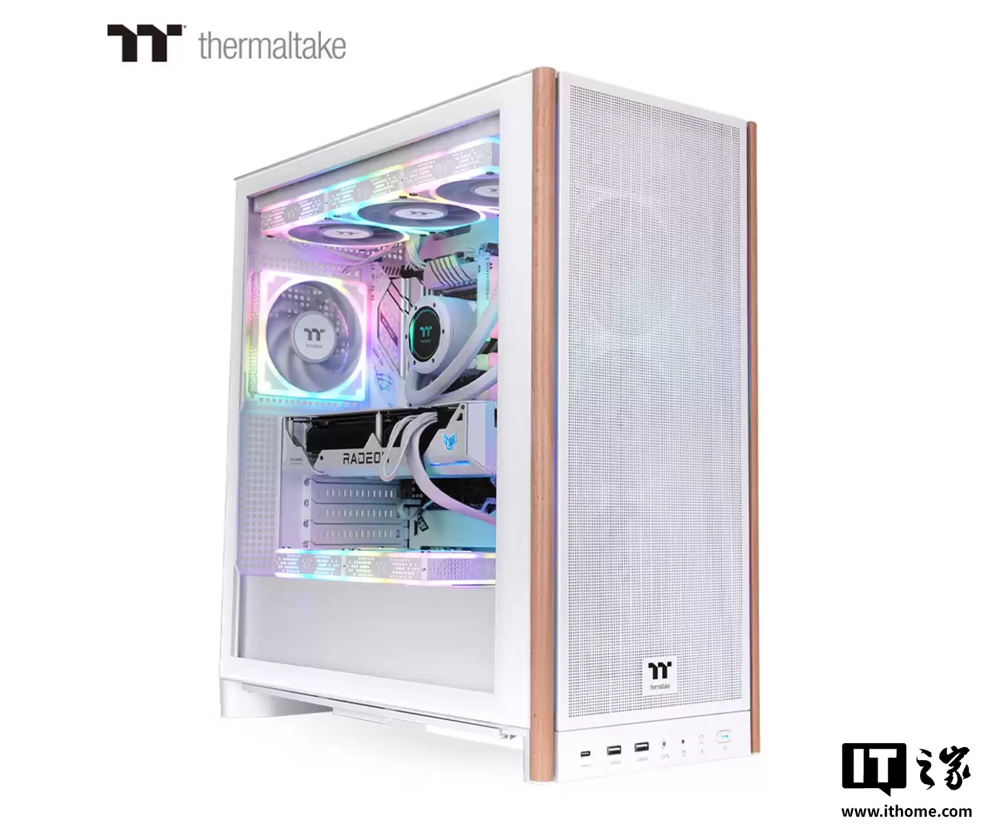 曜越钢炼 S370 WS 机箱上架：木纹装饰前面板、预装 4 把 120mm 风扇，黑白双色均 299 元