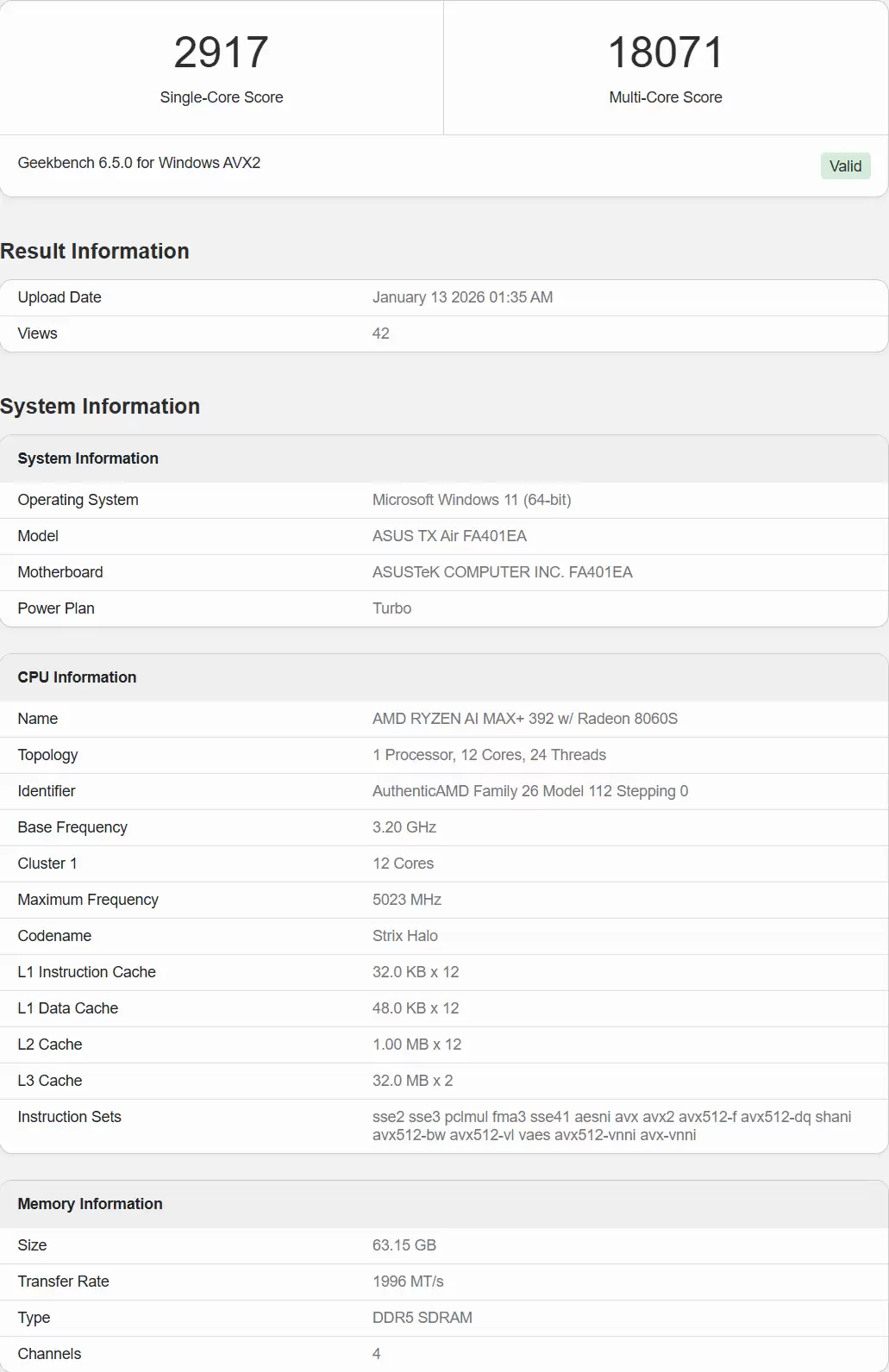 AMD Ryzen AI MAX+ 392 笔记本处理器曝光,多核跑分超桌面级 7900X